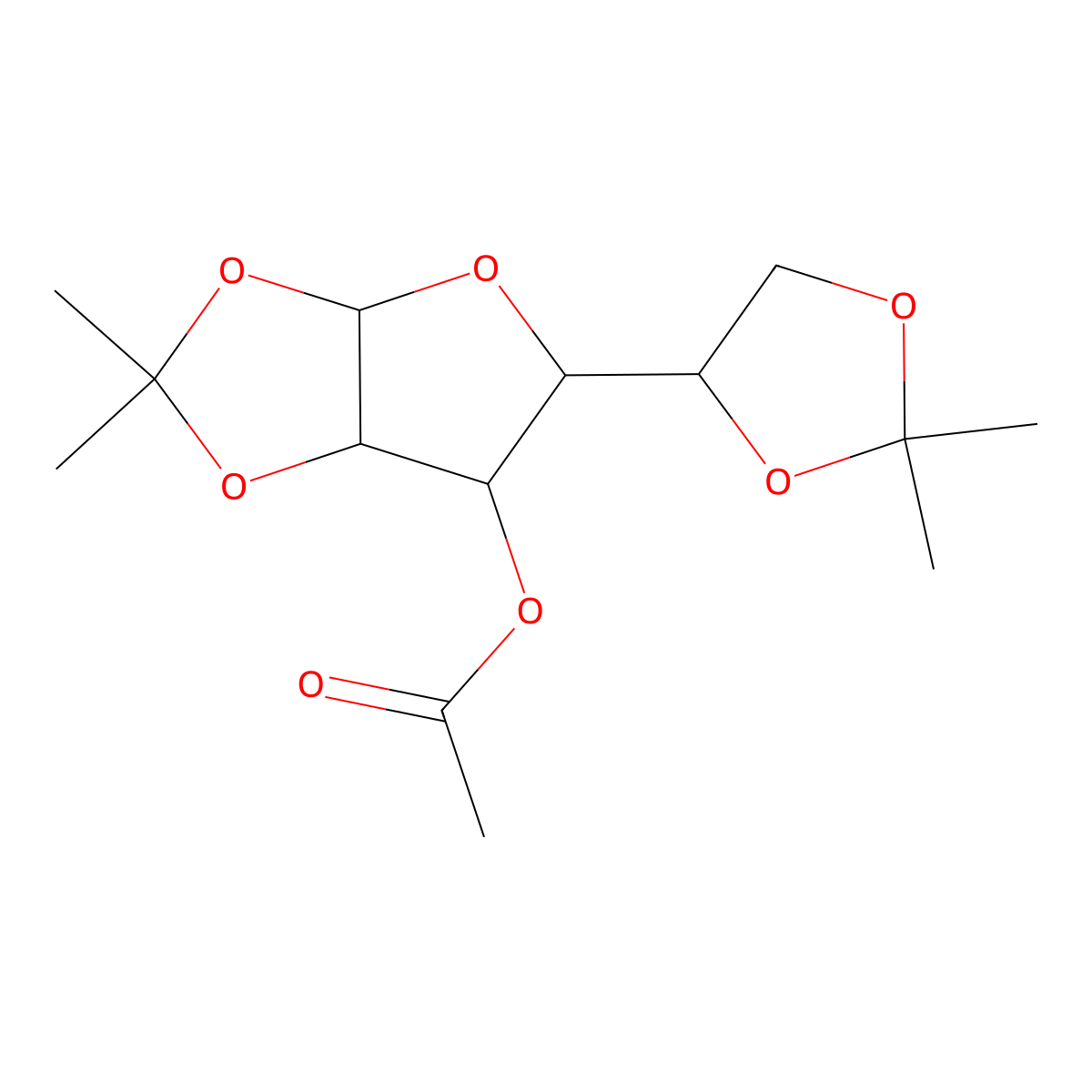alpha-D-Glucofuranose, 1,2:5,6-bis-O-(1-methylethylidene)-, 3-acetate molecular structure, CAS 16713-80-7