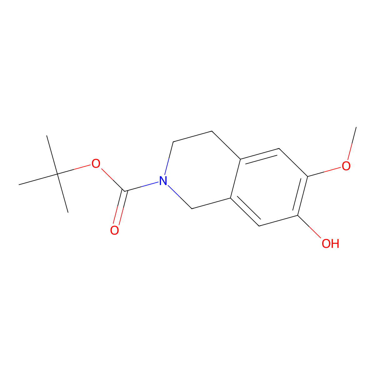 7-hydroxy-6-methoxy-3,4-dihydro-1H-isoquinoline-2-carboxylic acid tert-butyl ester molecular structure, CAS 167159-80-0