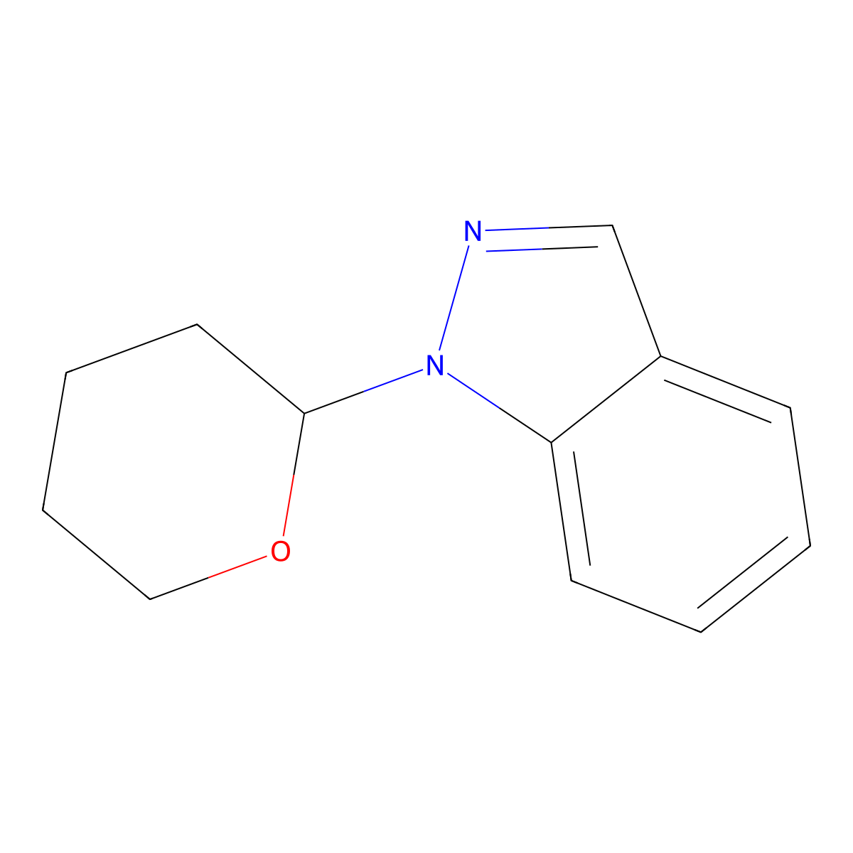 1-(Tetrahydro-2H-pyran-2-yl)-1H-indazole molecular structure, CAS 167165-39-1