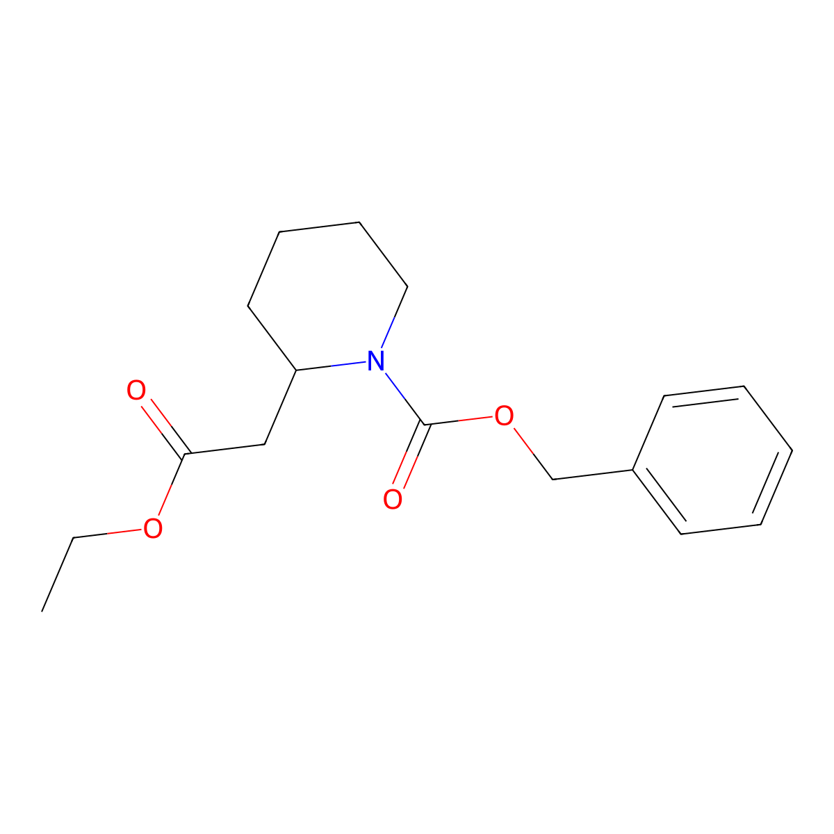 Benzyl 2-(2-ethoxy-2-oxoethyl)piperidine-1-carboxylate molecular structure, CAS 167170-23-2