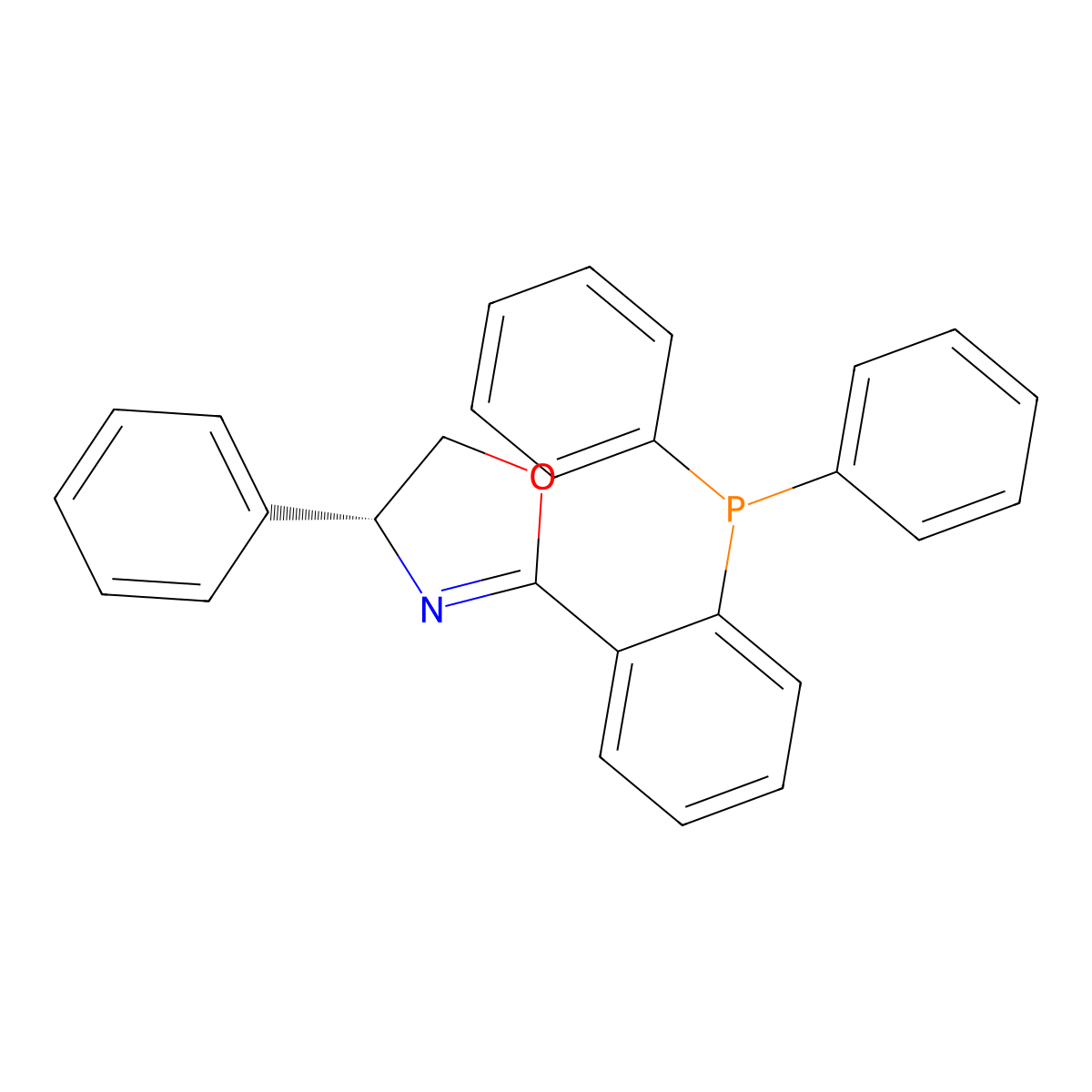 (R)-2-(2-(Diphenylphosphino)phenyl)-4-phenyl-4,5-dihydrooxazole , (R)-Ph-Phox molecular structure, CAS 167171-03-1