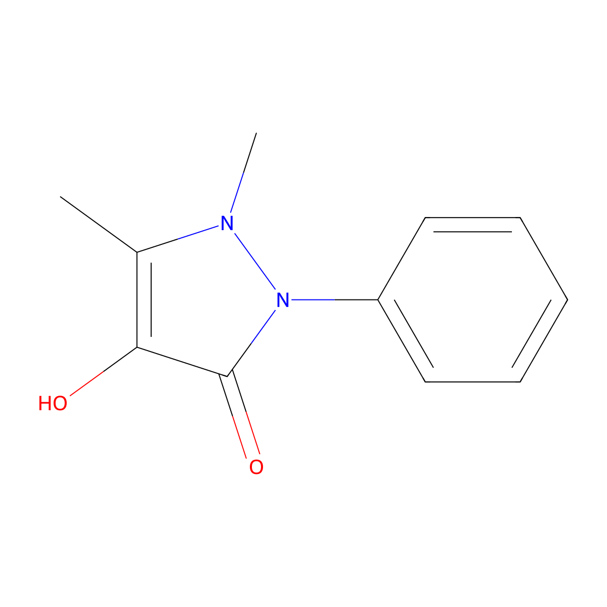4-Hydroxyantipyrine molecular structure, CAS 1672-63-5
