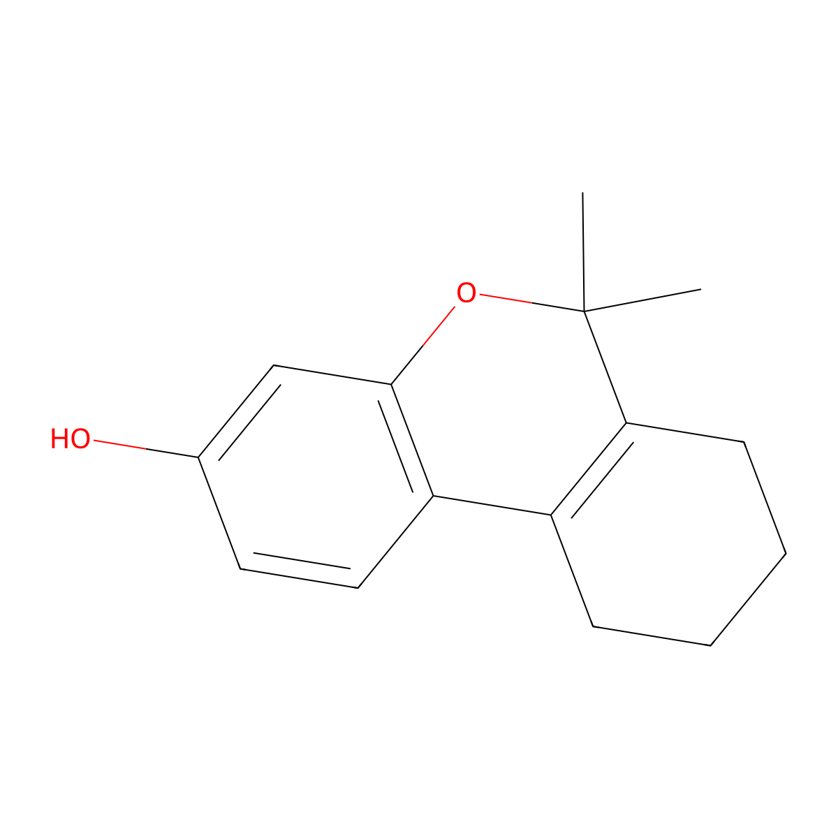 6H-Dibenzo(b,d)pyran-3-ol, 6,6-dimethyl-7,8,9,10-tetrahydro- molecular structure, CAS 16720-02-8