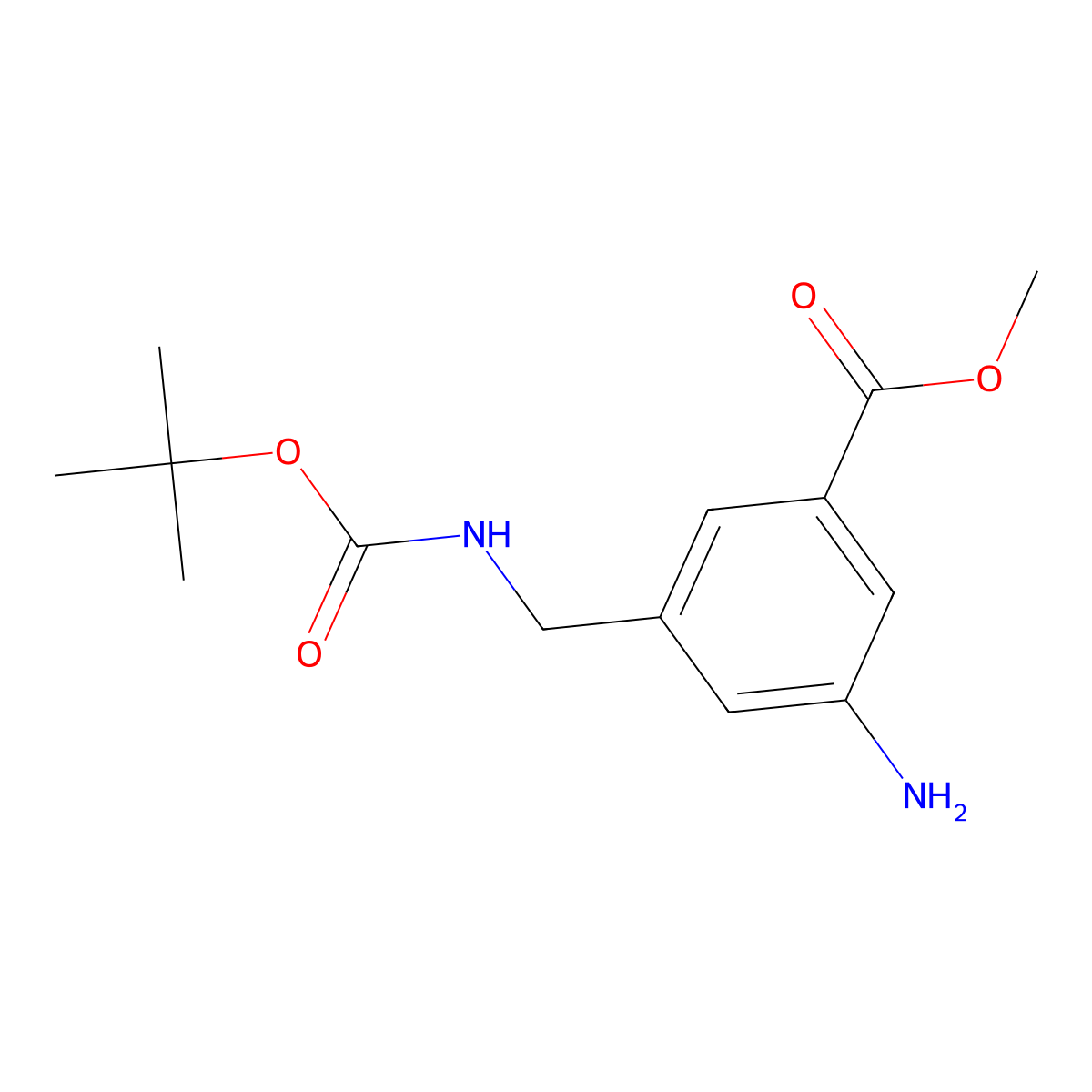 Methyl 3-Amino-5-(t-butoxycarbonylamino)methylbenzoate molecular structure, CAS 167215-66-9