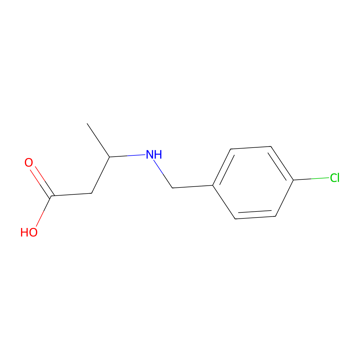 3-{[(4-Chlorophenyl)methyl]amino}butanoic acid molecular structure, CAS 167222-92-6