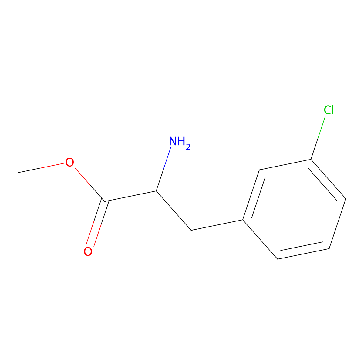 Methyl 2-amino-3-(3-chlorophenyl)propanoate molecular structure, CAS 167252-52-0