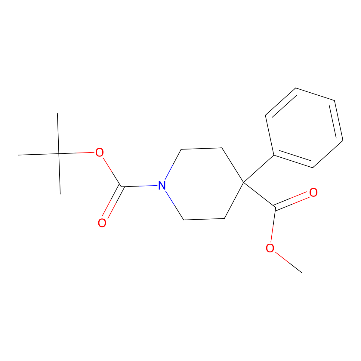 1-Boc-4-phenyl-4-piperidinedicarboxylic acid methyl ester molecular structure, CAS 167262-47-7