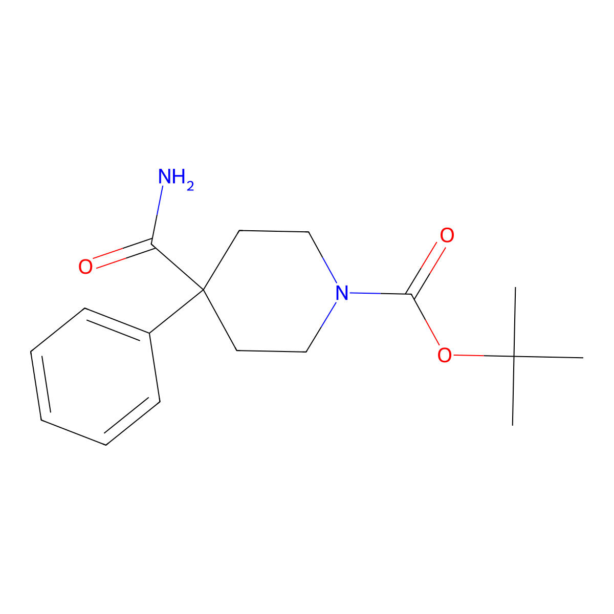 Tert-butyl 4-carbamoyl-4-phenylpiperidine-1-carboxylate molecular structure, CAS 167262-69-3