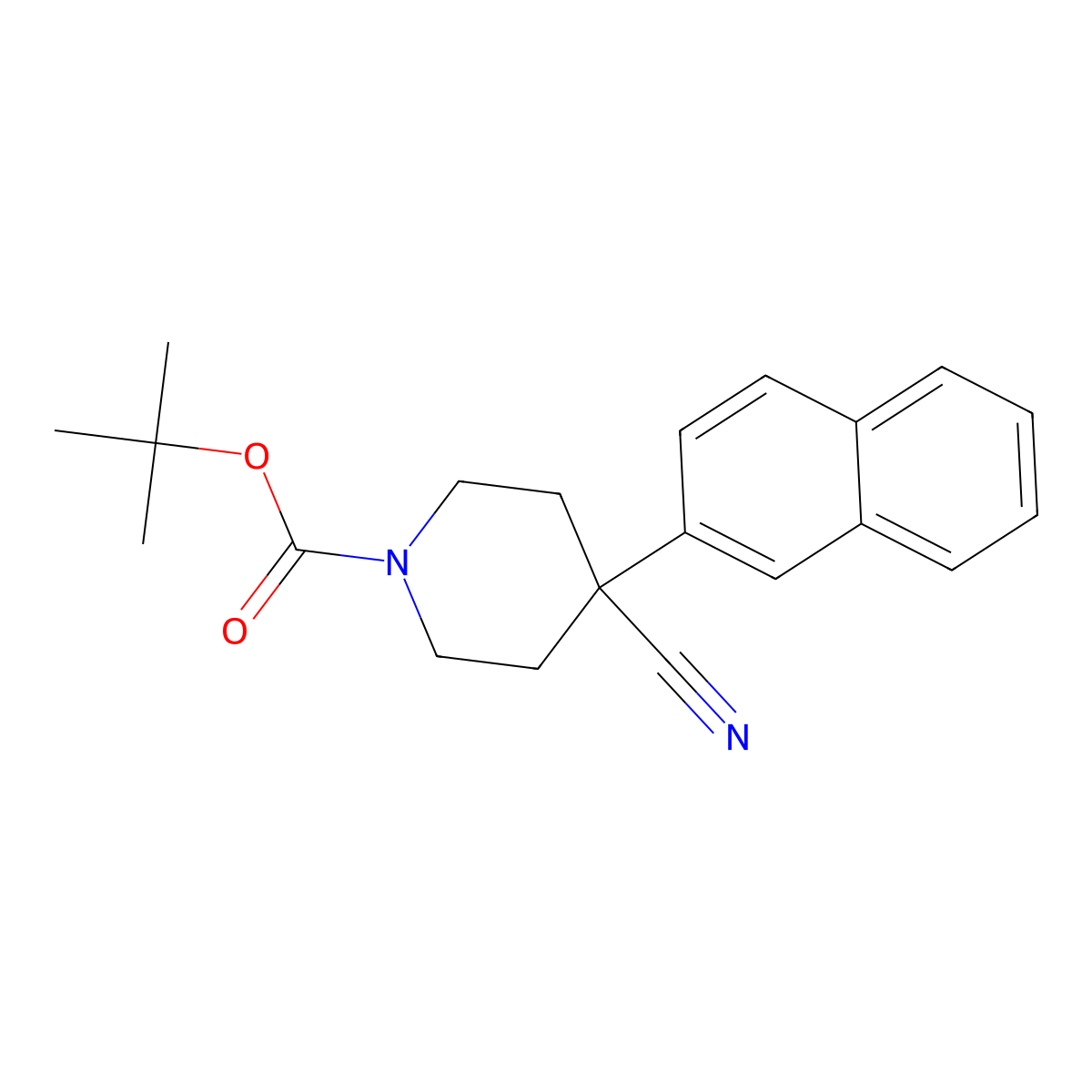 1-Boc-4-cyano-4-(2-naphthalenyl)-piperidine molecular structure, CAS 167262-86-4