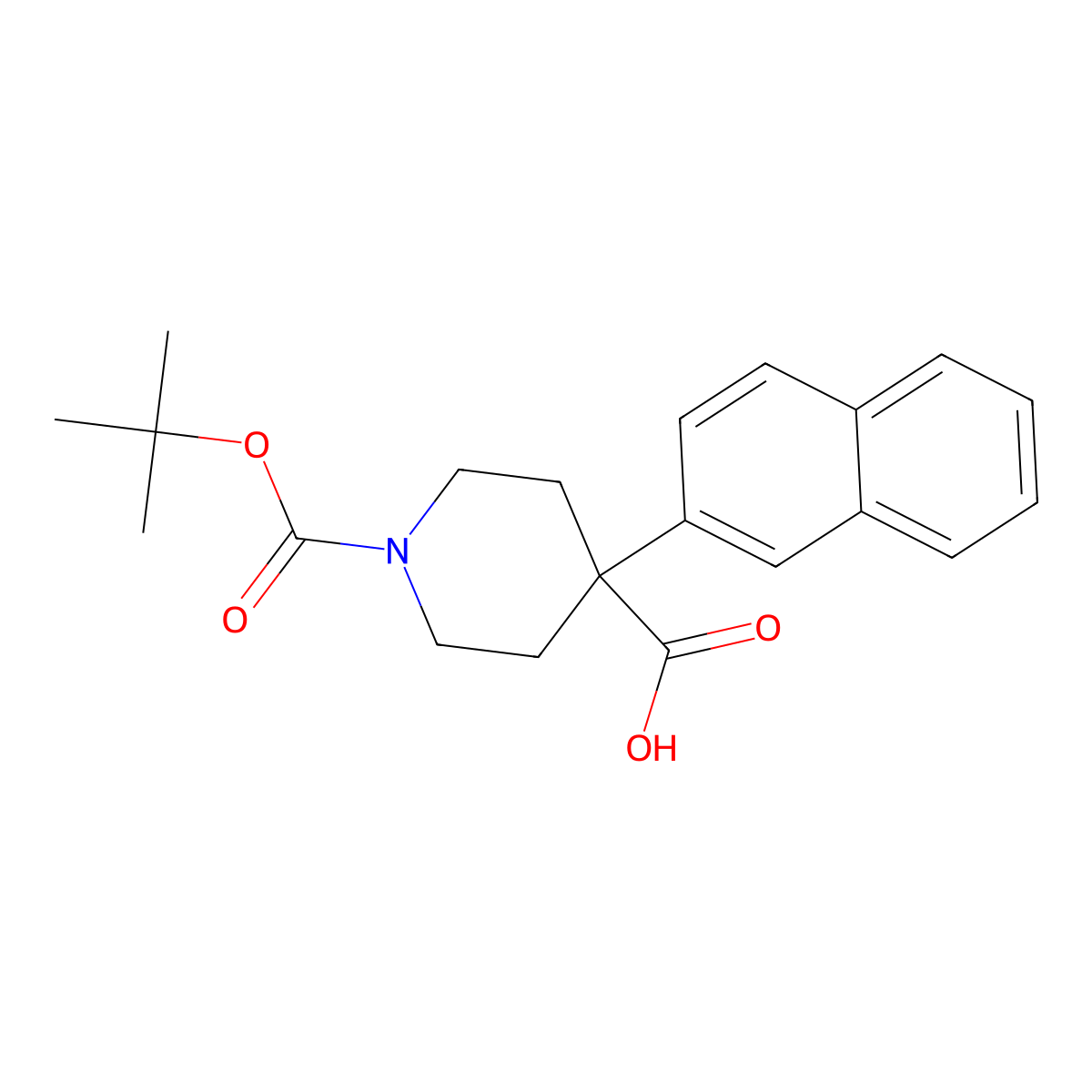 Boc-4-(naphthalen-2-yl)-piperidine-4-carboxylic acid molecular structure, CAS 167262-89-7
