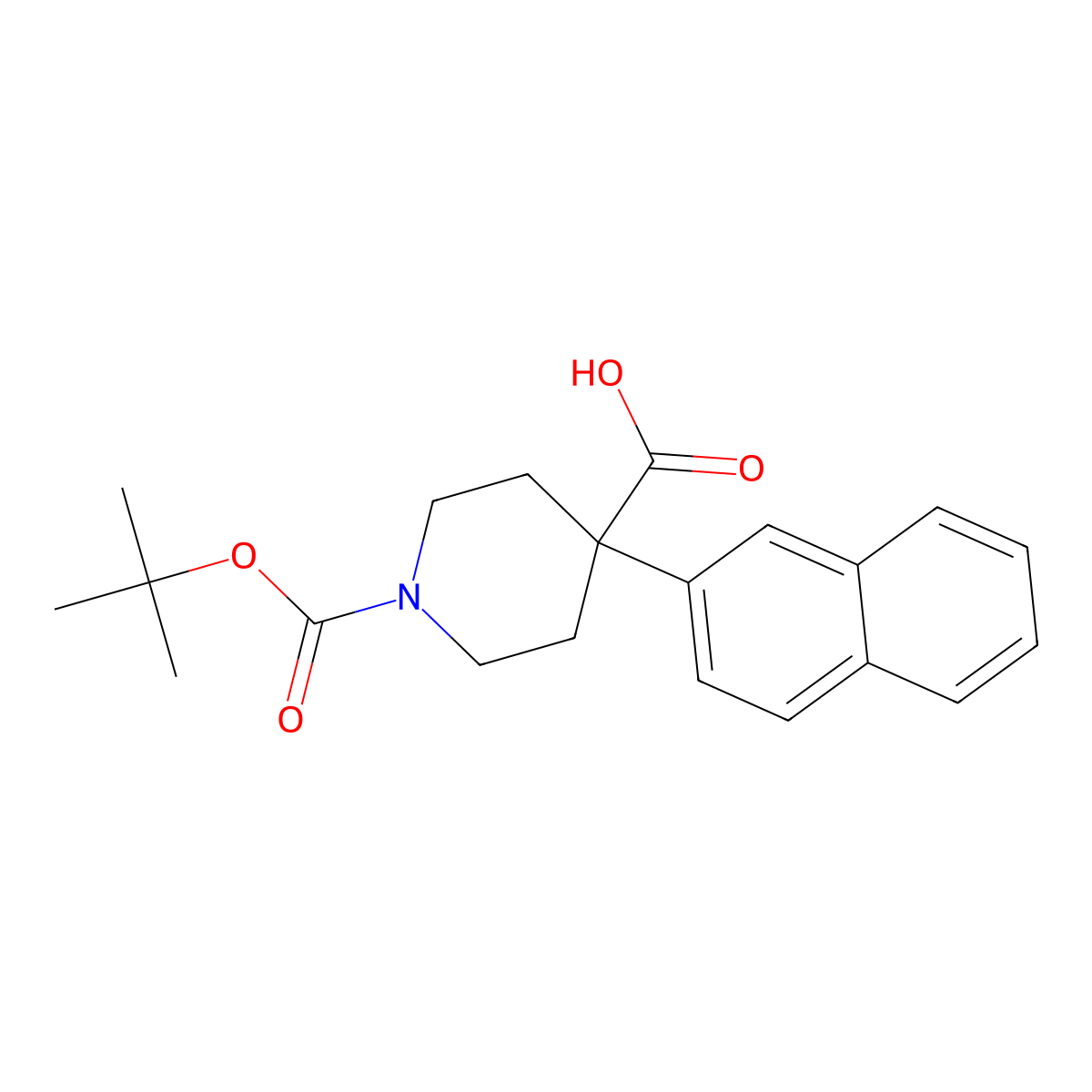 Boc-4-(naphthalen-2-yl)-piperidine-4-carboxylic acid molecular structure, CAS 167262-89-7