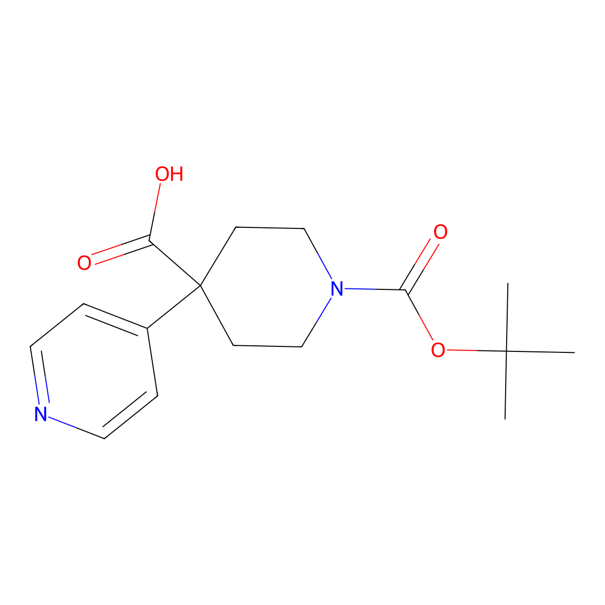 1-(tert-Butoxycarbonyl)-4-(pyridin-4-yl)piperidine-4-carboxylic acid molecular structure, CAS 167262-95-5
