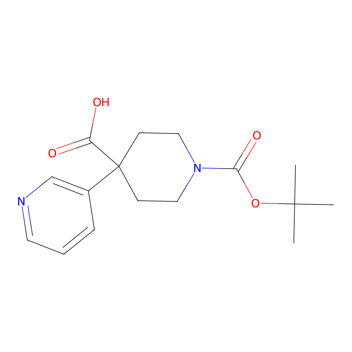 1-(tert-Butoxycarbonyl)-4-(pyridin-3-yl)piperidine-4-carboxylic acid molecular structure, CAS 167263-01-6