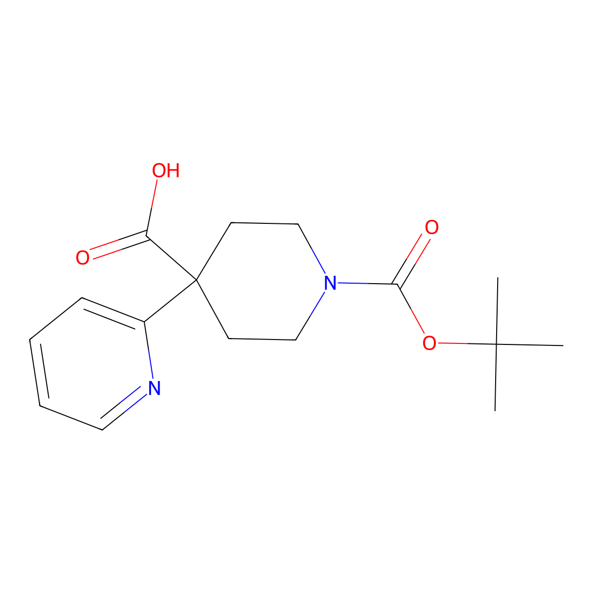 1-(tert-Butoxycarbonyl)-4-(pyridin-2-yl)piperidine-4-carboxylic acid molecular structure, CAS 167263-07-2