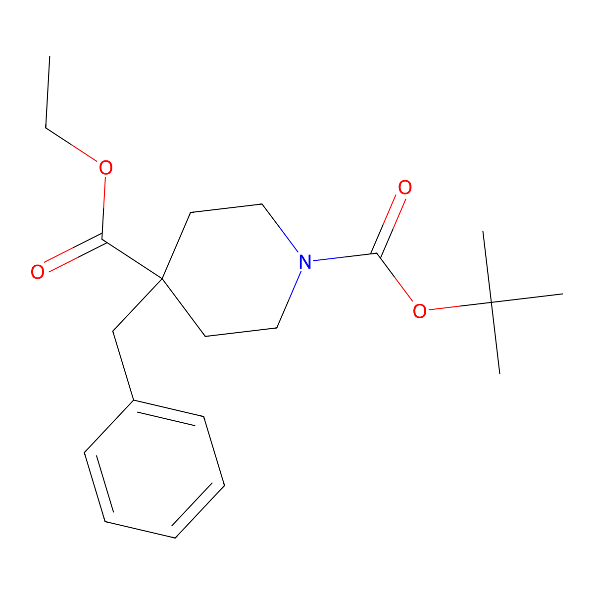 1-tert-Butyl 4-ethyl 4-benzylpiperidine-1,4-dicarboxylate molecular structure, CAS 167263-10-7