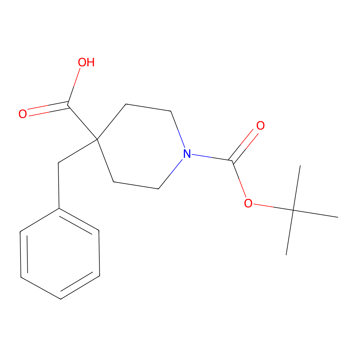 4-Benzyl-1-(tert-butoxycarbonyl)piperidine-4-carboxylic acid molecular structure, CAS 167263-11-8