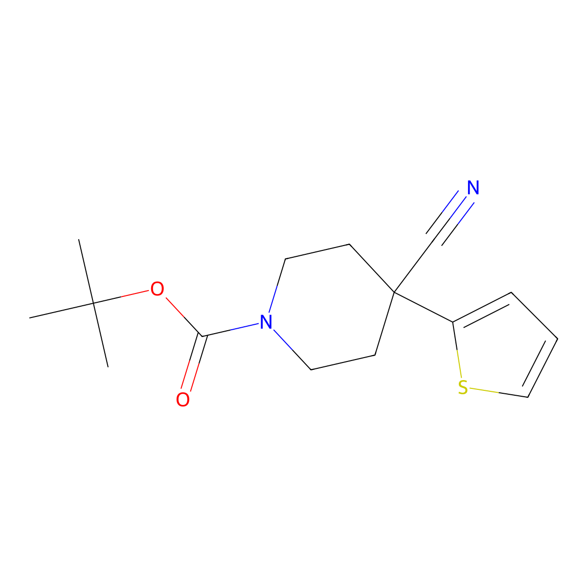 1-N-Boc-4-(2-thienyl)piperidine-4-carbonitrile molecular structure, CAS 167263-68-5
