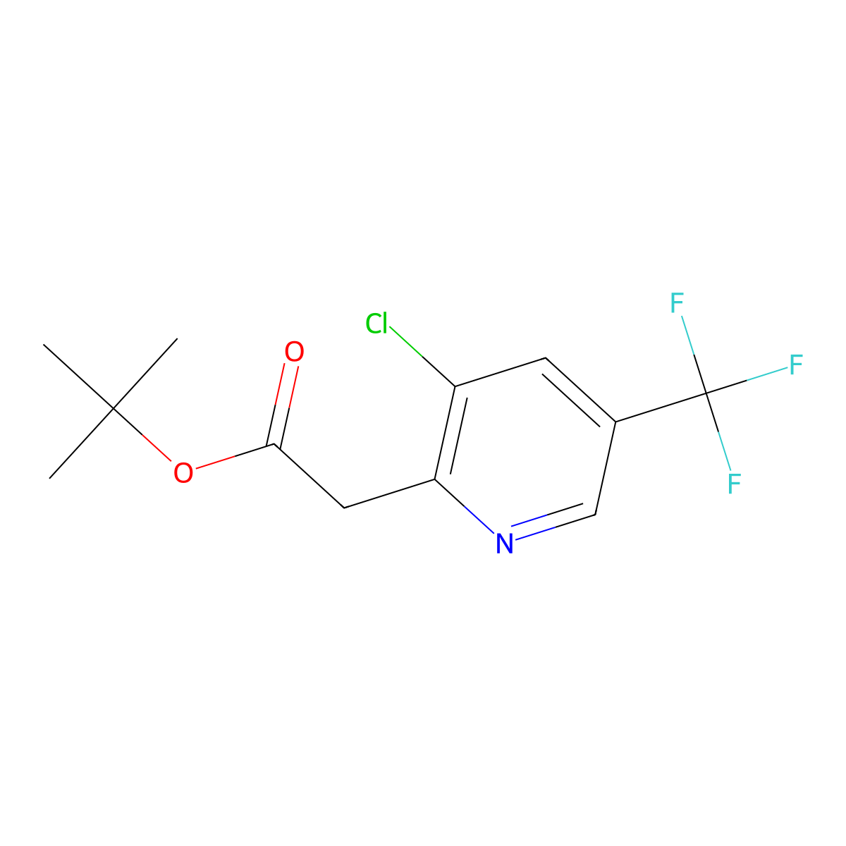 Tert-butyl 2-[3-chloro-5-(trifluoromethyl)-2-pyridyl]acetate molecular structure, CAS 1672655-80-9