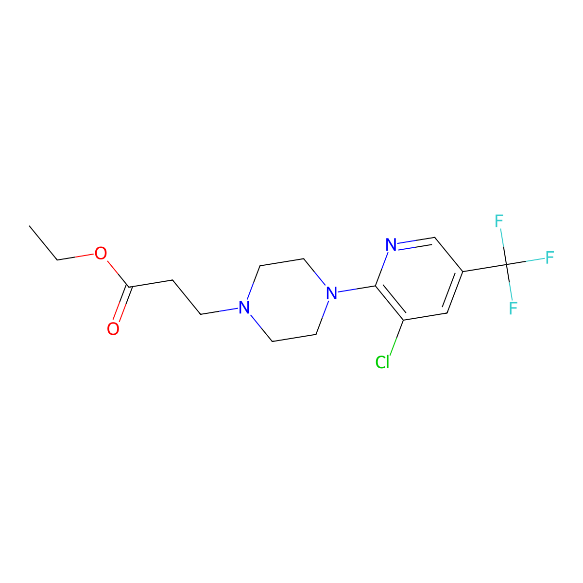 Ethyl 3-[4-[3-chloro-5-(trifluoromethyl)-2-pyridyl]piperazin-1-yl]propanoate molecular structure, CAS 1672655-81-0