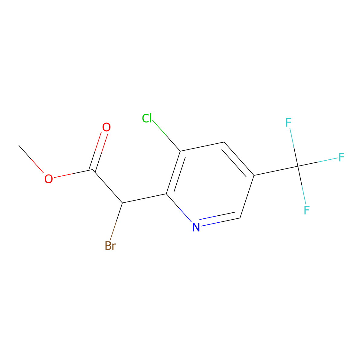 Methyl 2-bromo-2-[3-chloro-5-(trifluoromethyl)pyridin-2-yl]acetate molecular structure, CAS 1672655-82-1