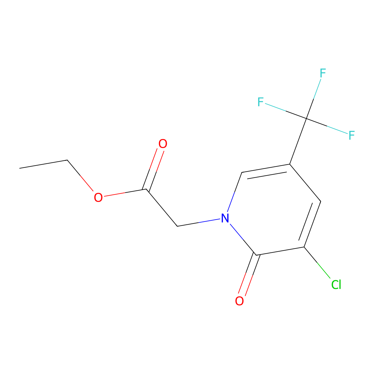 Ethyl 2-[3-chloro-2-oxo-5-(trifluoromethyl)-1-pyridyl]acetate molecular structure, CAS 1672655-84-3
