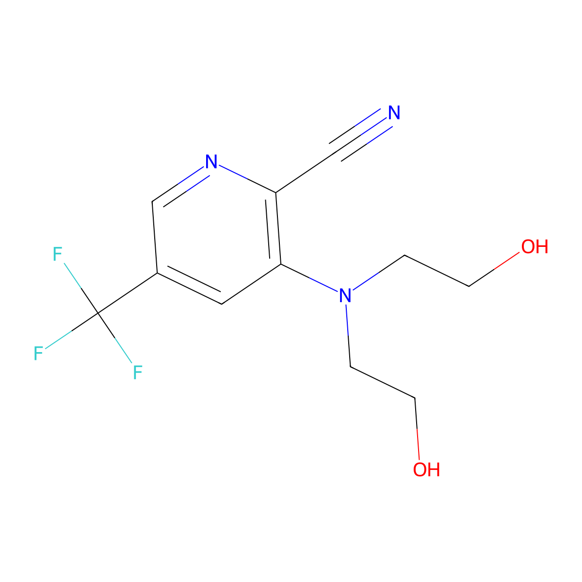 3-[Bis(2-hydroxyethyl)amino]-5-(trifluoromethyl)pyridine-2-carbonitrile molecular structure, CAS 1672655-86-5