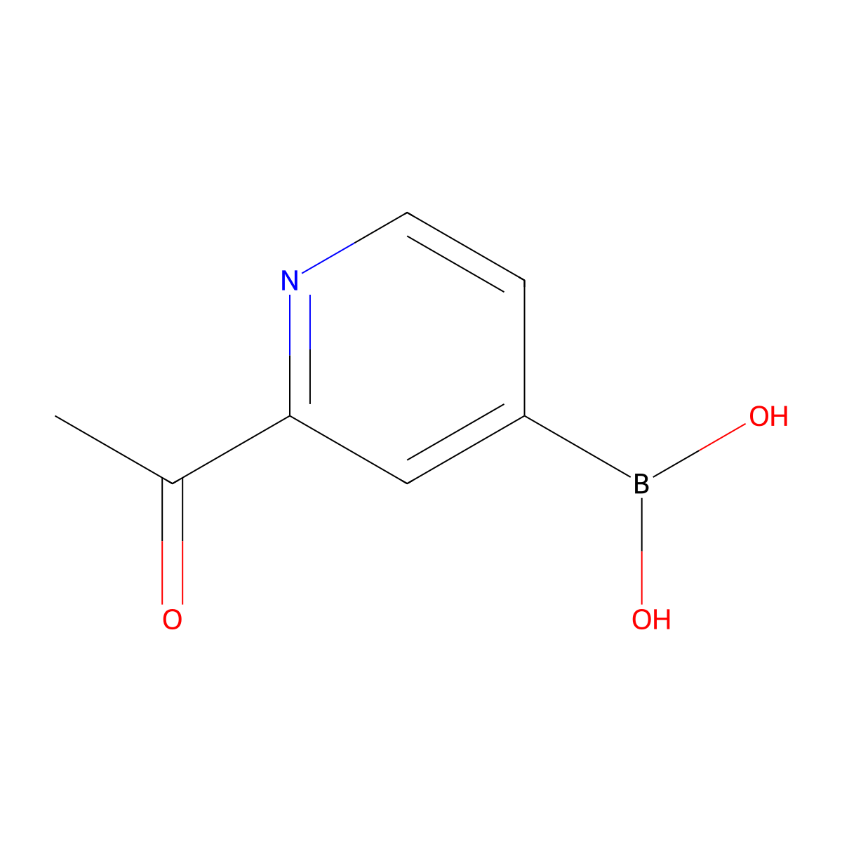 (2-Acetylpyridin-4-yl)boronic acid molecular structure, CAS 1672660-82-0