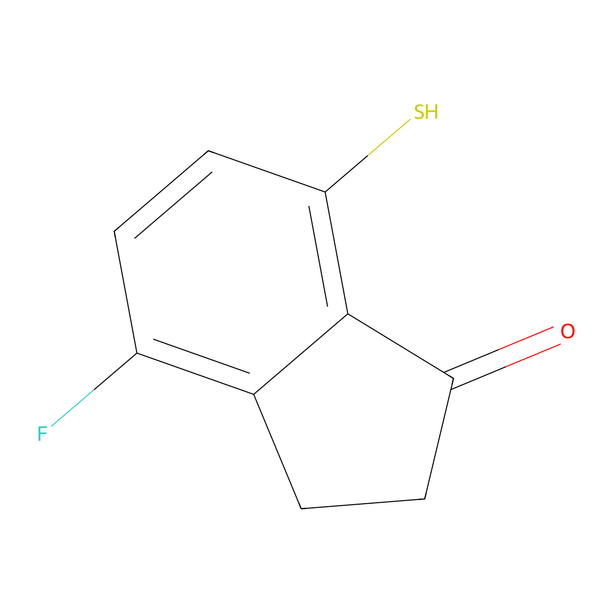 4-Fluoro-7-mercapto-2,3-dihydro-1H-inden-1-one molecular structure, CAS 1672661-79-8