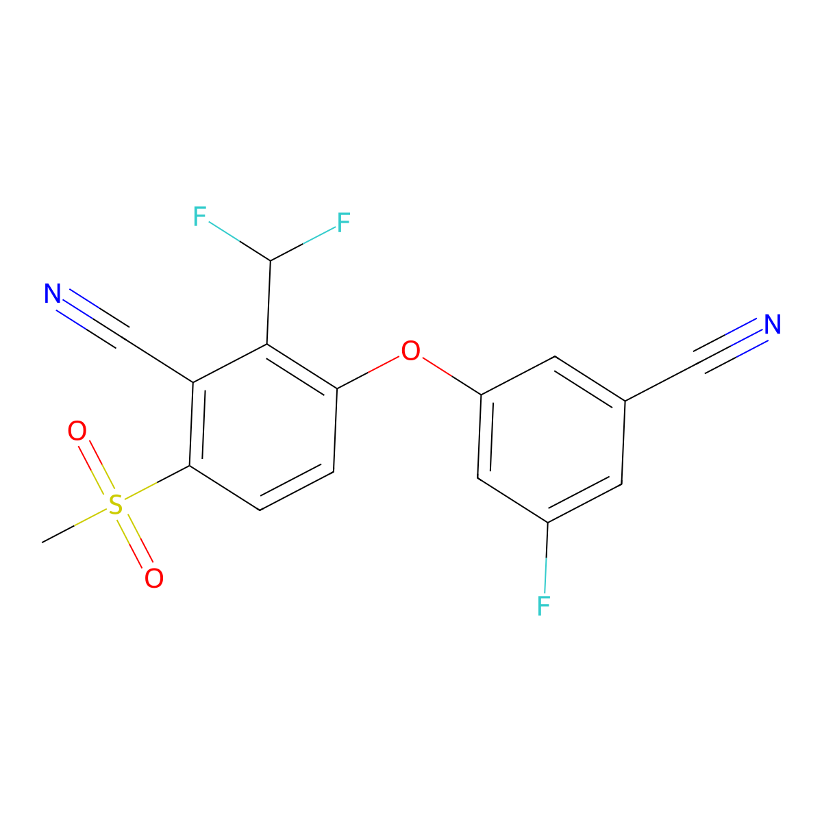 3-(3-Cyano-5-fluoro-phenoxy)-2-(difluoromethyl)-6-methylsulfonyl-benzonitrile molecular structure, CAS 1672663-84-1