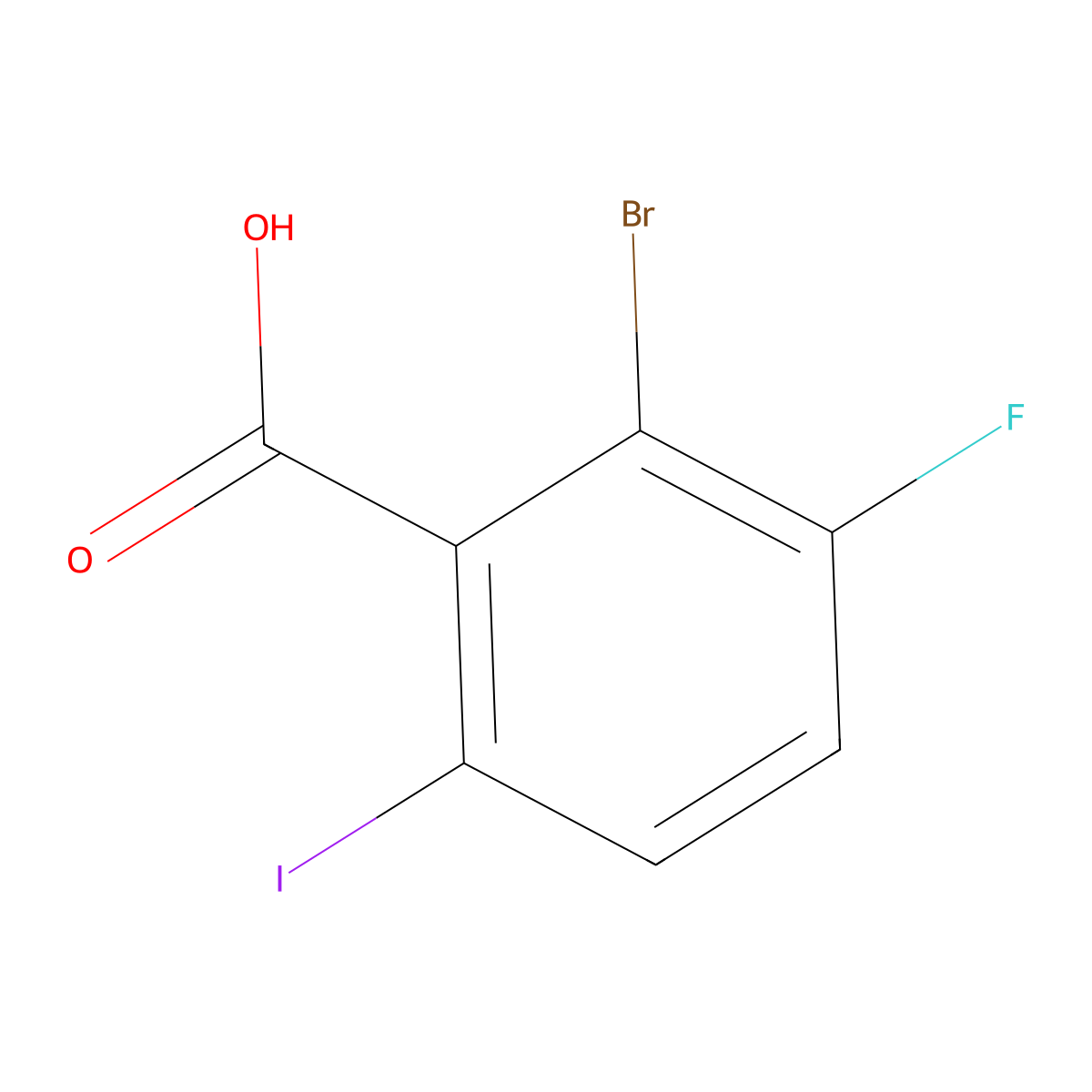 2-Bromo-3-fluoro-6-iodobenzoic acid molecular structure, CAS 1672663-90-9