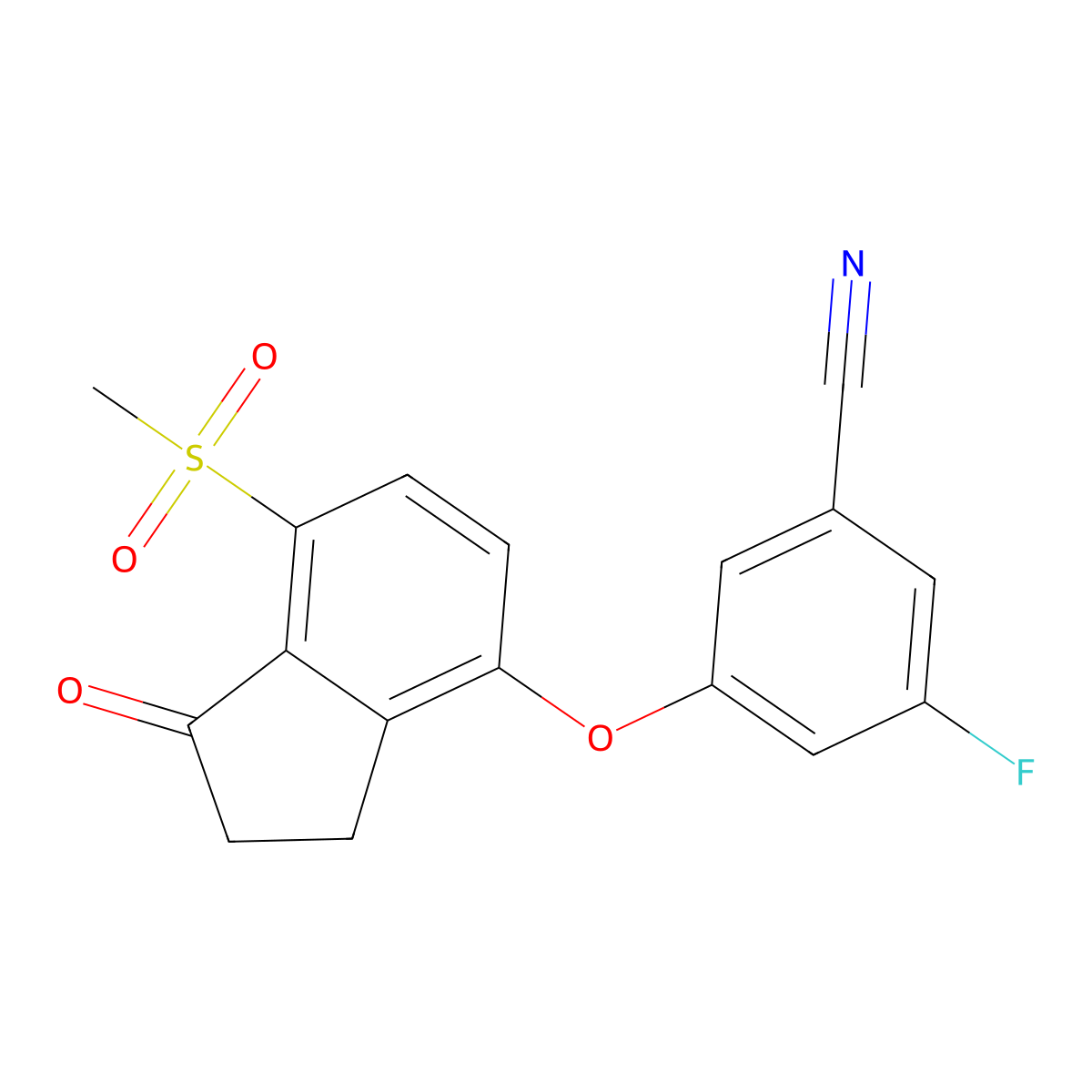 3-Fluoro-5-((7-(methylsulfonyl)-1-oxo-2,3-dihydro-1H-inden-4-yl)oxy)benzonitrile molecular structure, CAS 1672665-55-2