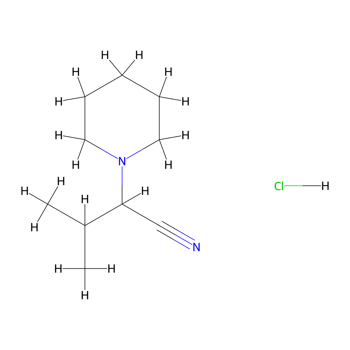 3-Methyl-2-(1-piperidyl)butanenitrile hydrochloride molecular structure, CAS 1672675-20-5