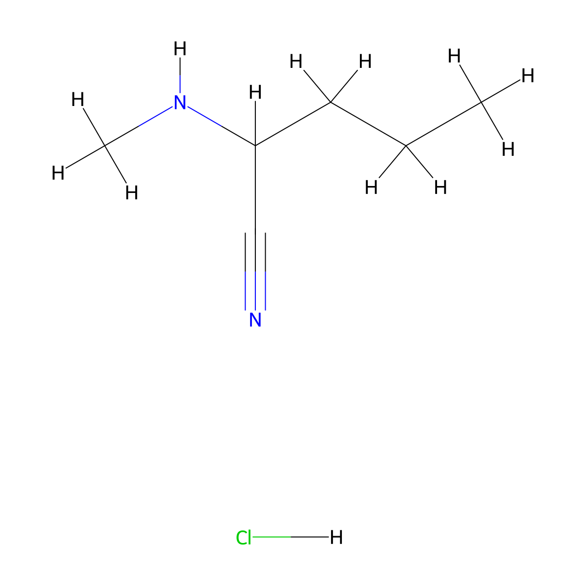 2-(Methylamino)pentanenitrile hydrochloride molecular structure, CAS 1672675-22-7
