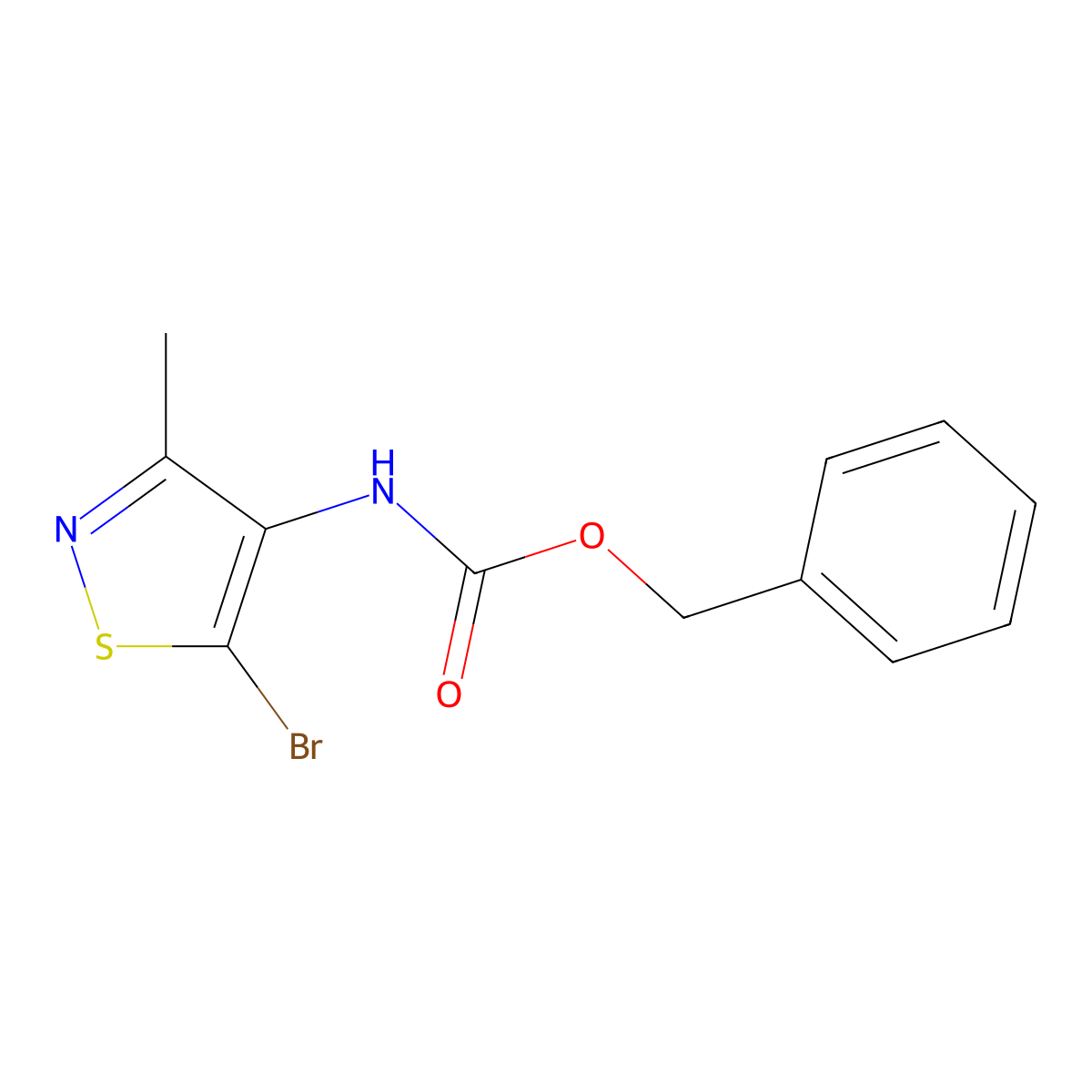 benzyl N-(5-bromo-3-methyl-1,2-thiazol-4-yl)carbamate molecular structure, CAS 1672678-65-7