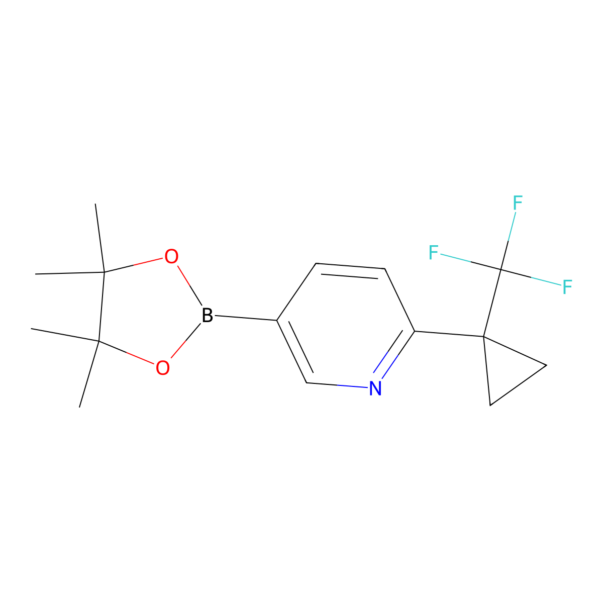 5-(4,4,5,5-Tetramethyl-1,3,2-dioxaborolan-2-yl)-2-[1-(trifluoromethyl)cyclopropyl]pyridine molecular structure, CAS 1672682-60-8