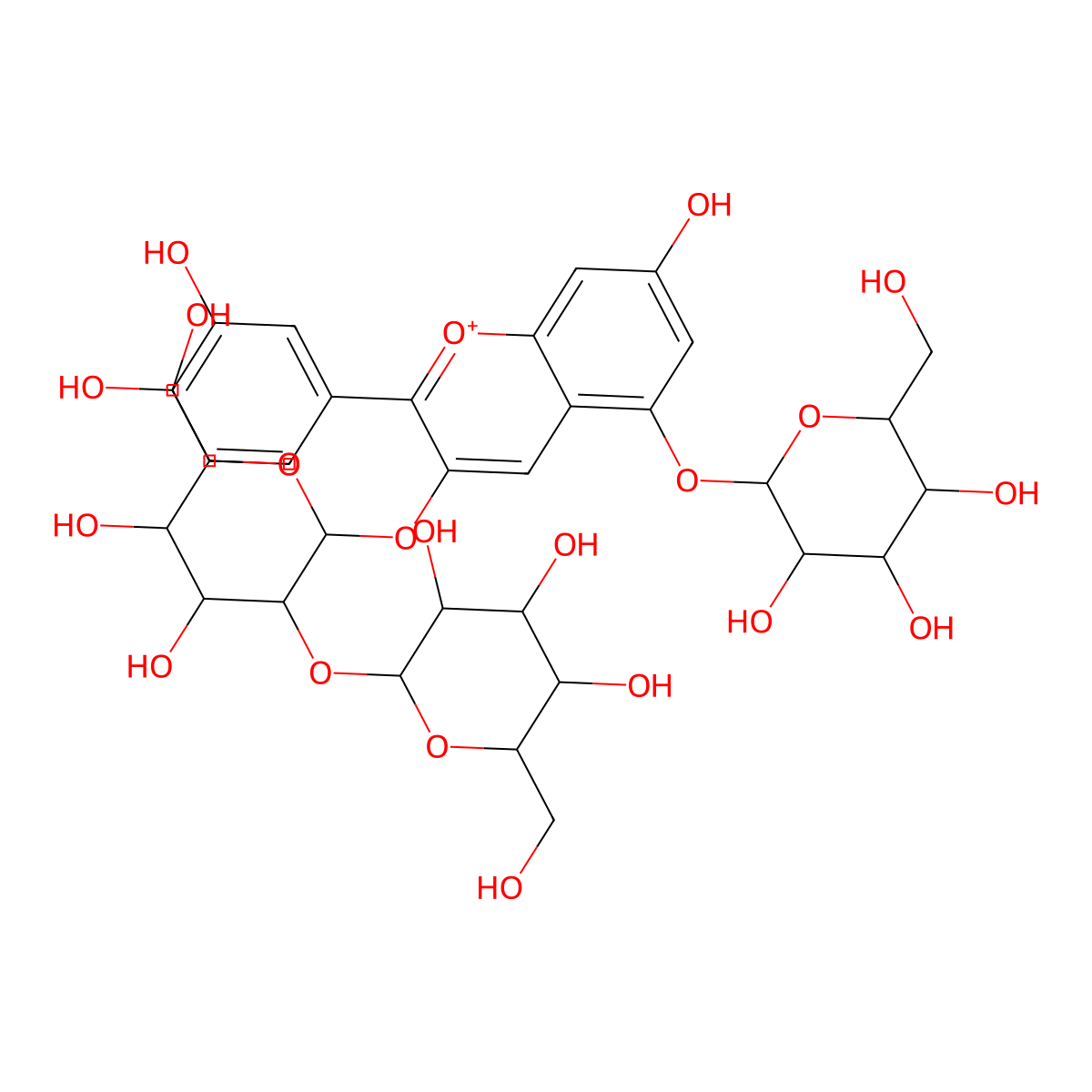 Cyanidin 3-sophoroside-5-glucoside molecular structure, CAS 16727-02-9