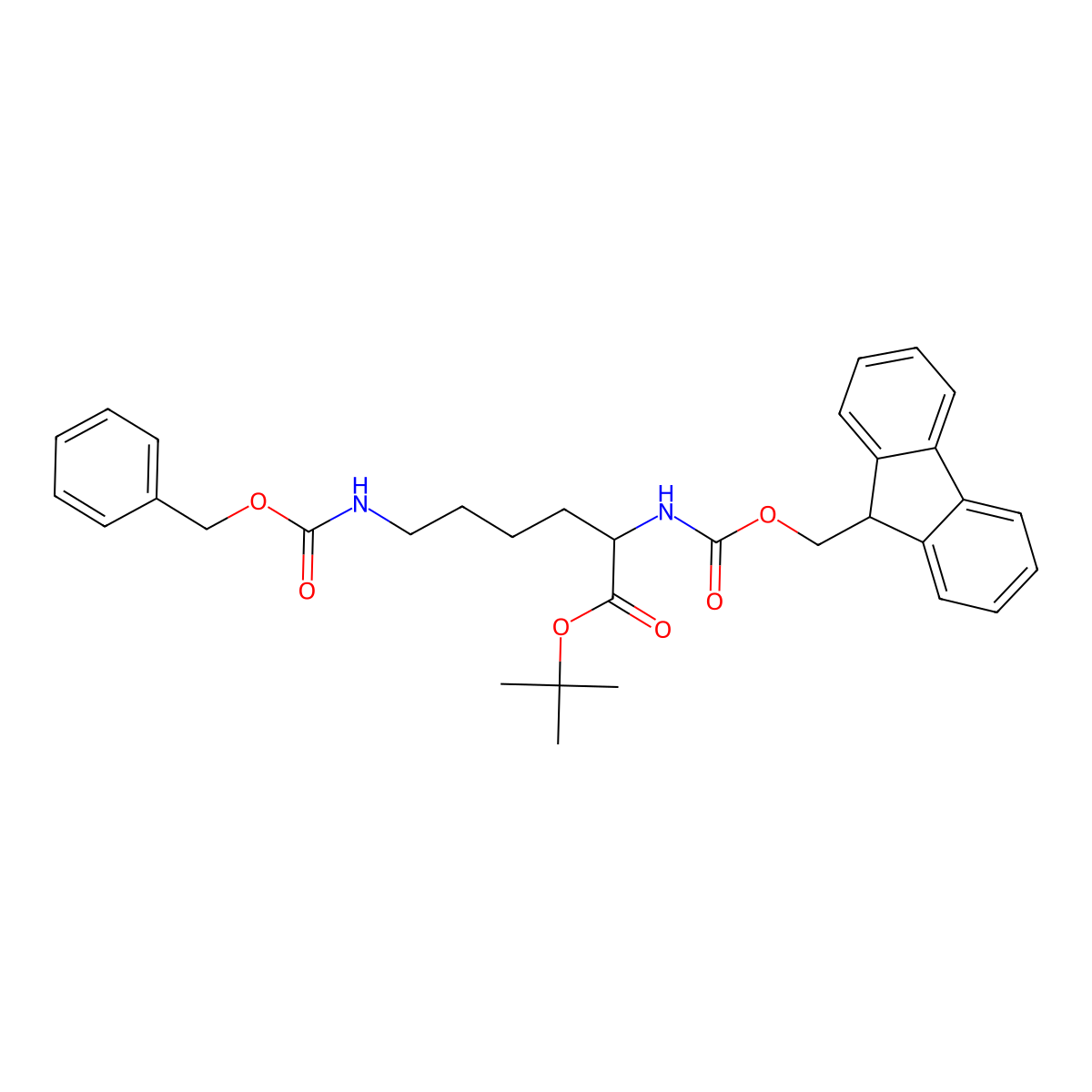 N2-[(9H-Fluoren-9-ylmethoxy)carbonyl]-N6-[(phenylmethoxy)carbonyl]-L-lysine 1,1-dimethylethyl ester molecular structure, CAS 1672717-77-9