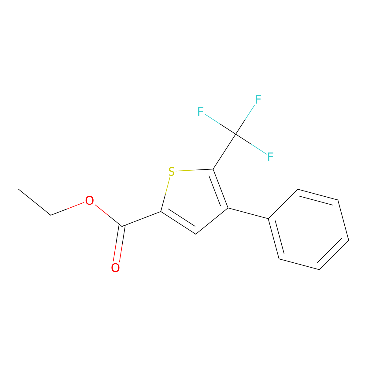 Ethyl 4-phenyl-5-(trifluoromethyl)thiophene-2-carboxylate molecular structure, CAS 167279-18-7
