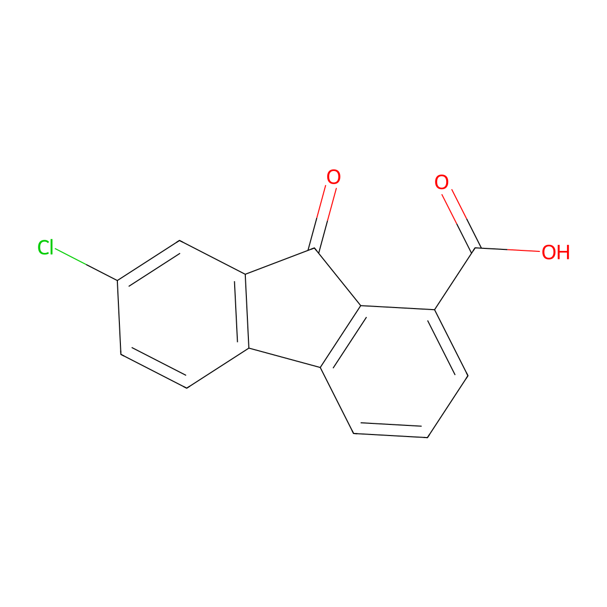 7-chloro-9-oxo-9H-fluorene-1-carboxylic acid molecular structure, CAS 1673-28-5