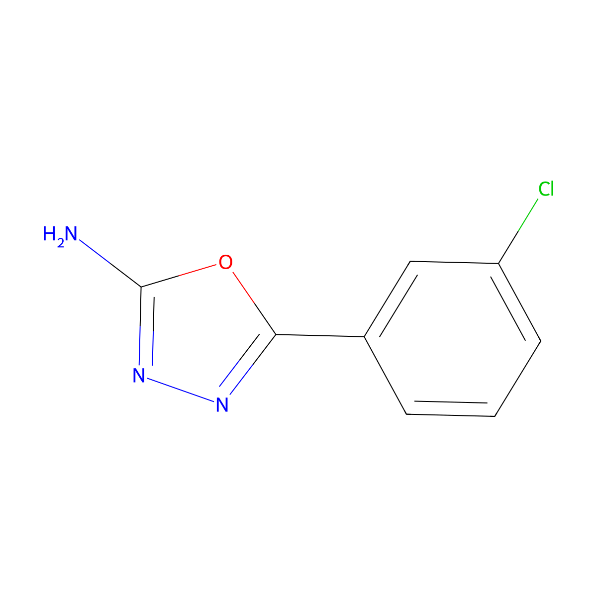 5-(3-Chlorophenyl)-1,3,4-oxadiazol-2-amine molecular structure, CAS 1673-45-6