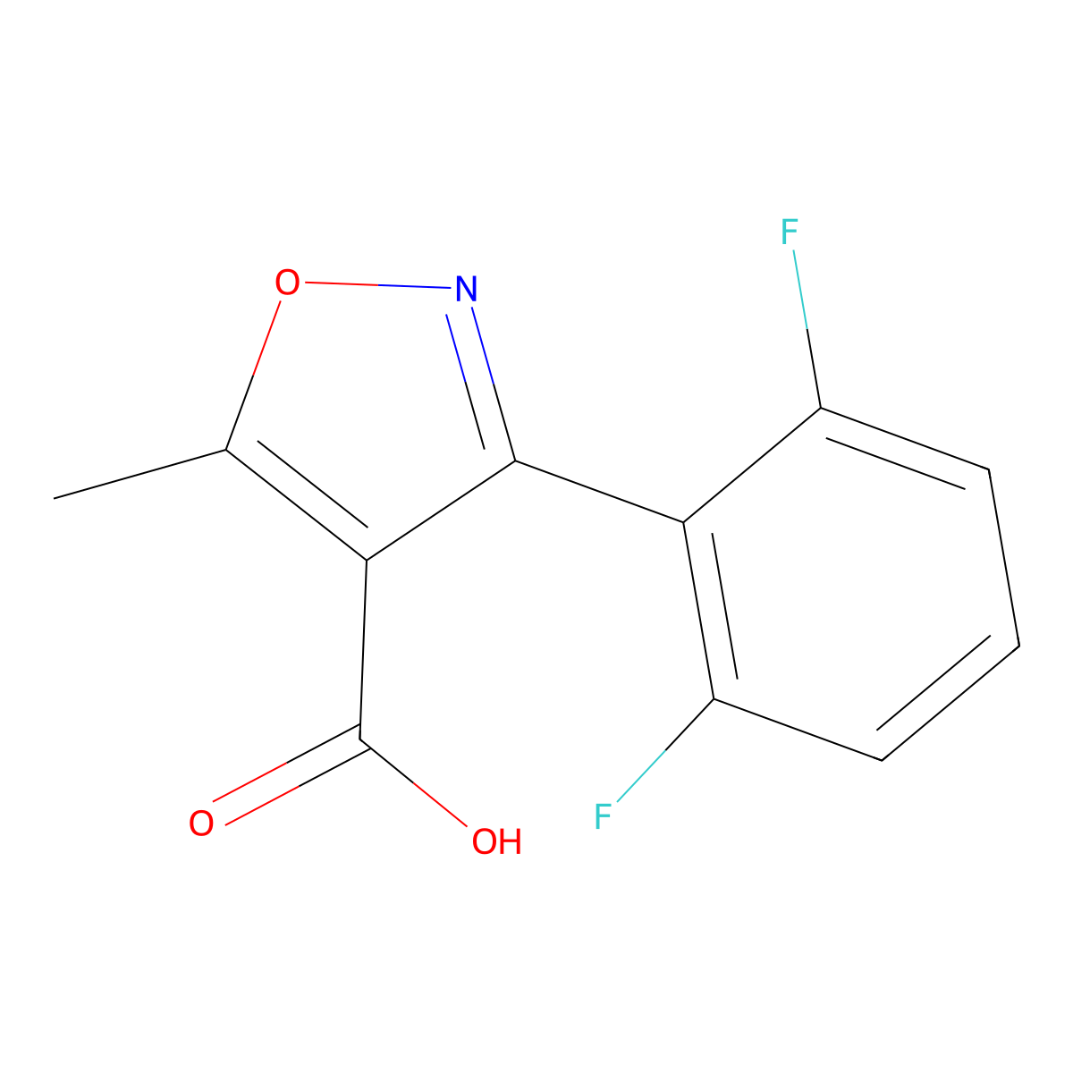 3-(2,6-Difluorophenyl)-5-methylisoxazole-4-carboxylic acid molecular structure, CAS 1673-75-2