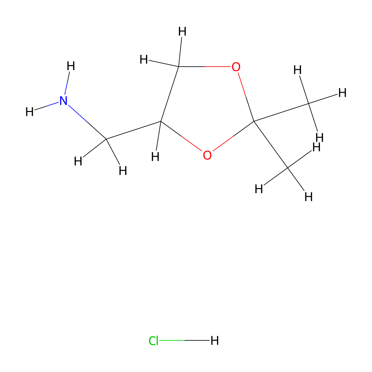 (2,2-Dimethyl-1,3-dioxolan-4-yl)methanamine hydrochloride molecular structure, CAS 167301-82-8