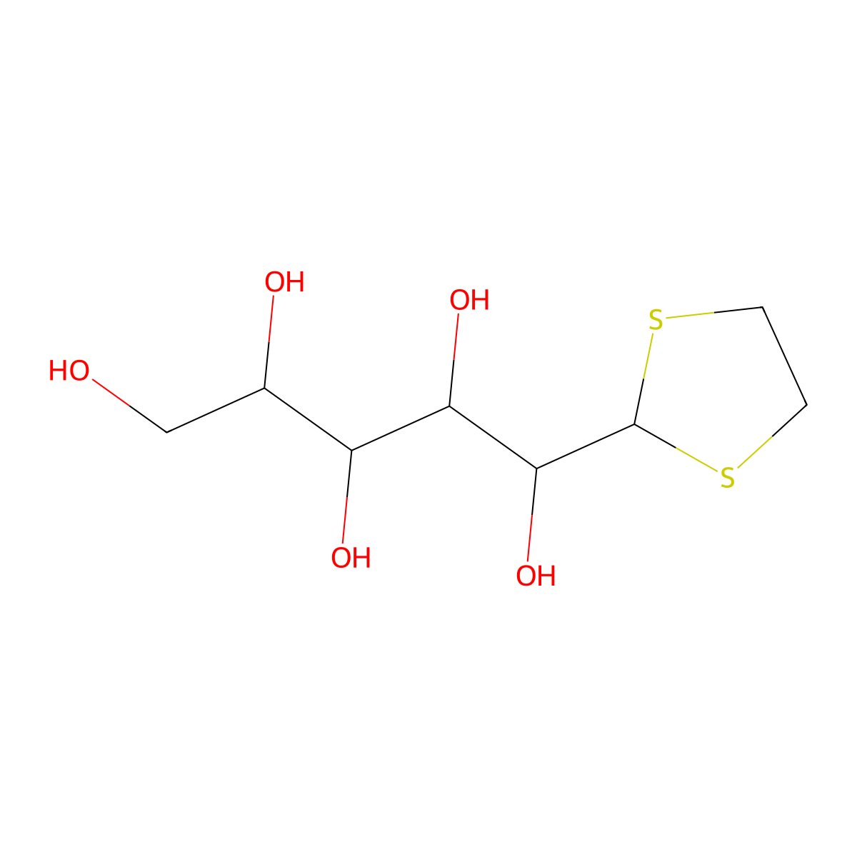 d-Glucose ethylene thioketal molecular structure, CAS 16732-29-9