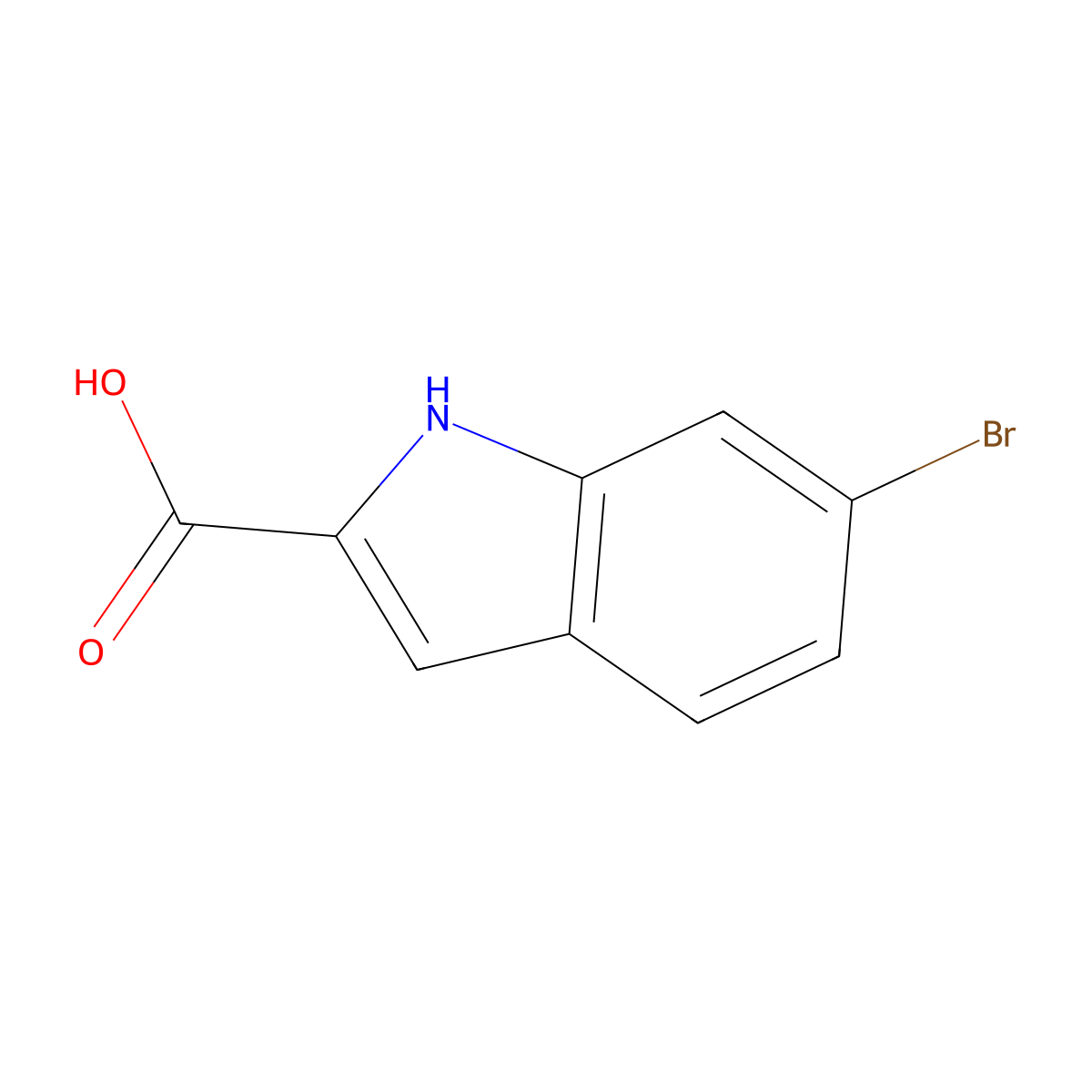 6-bromo-1H-indole-2-carboxylic acid molecular structure, CAS 16732-65-3