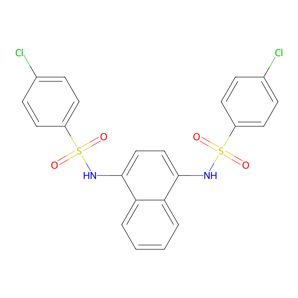 4-chloro-N-[4-[(4-chlorophenyl)sulfonylamino]naphthalen-1-yl]benzenesulfonamide molecular structure, CAS 167321-71-3