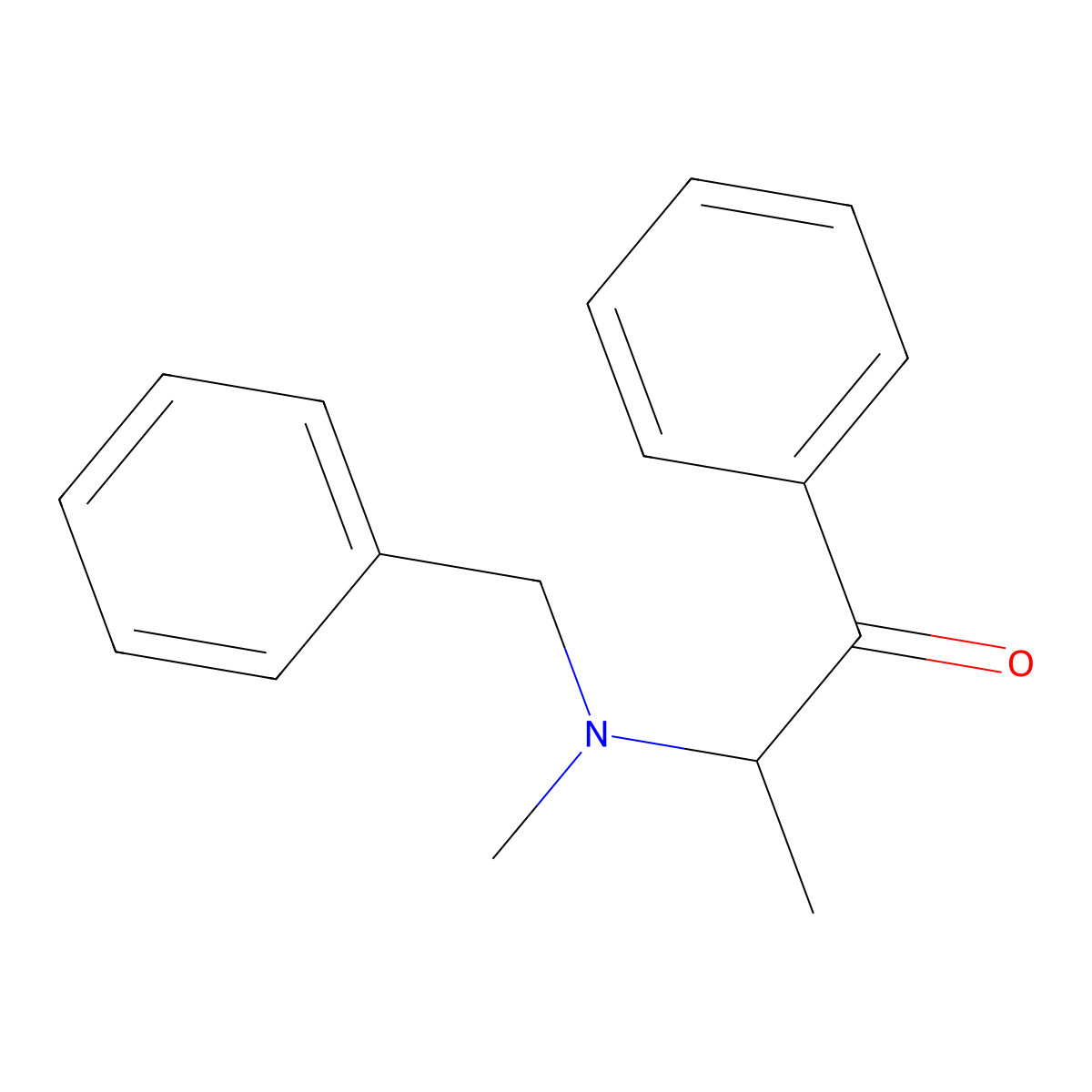 2-[Benzyl(methyl)amino]-1-phenylpropan-1-one molecular structure, CAS 16735-30-1