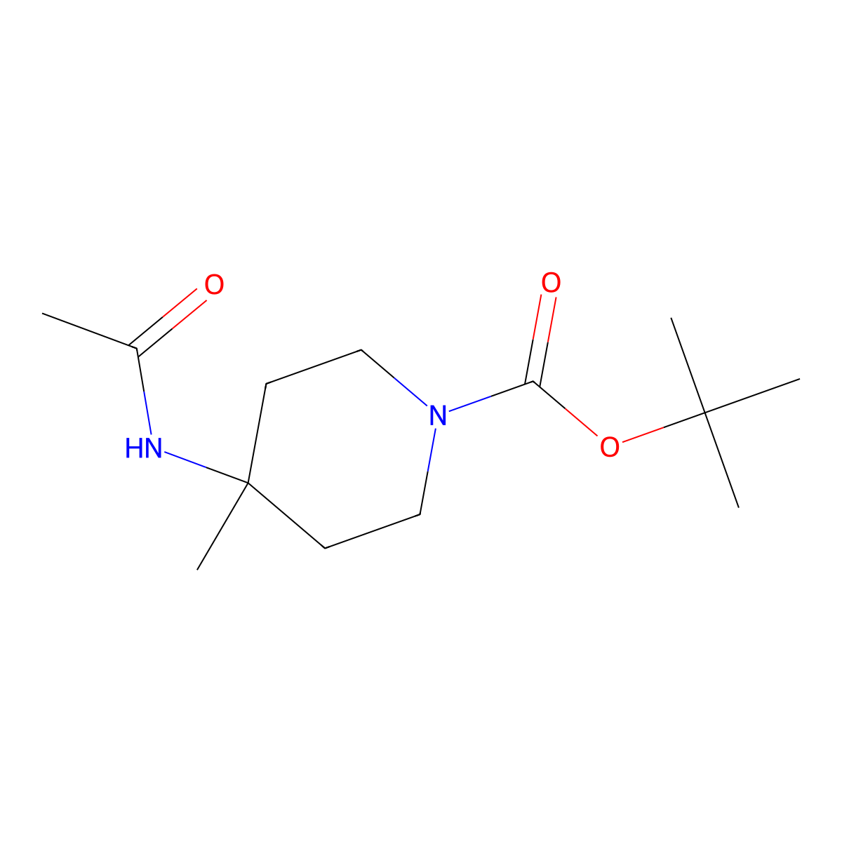 tert-Butyl 4-acetamido-4-methylpiperidine-1-carboxylate molecular structure, CAS 1673527-45-1