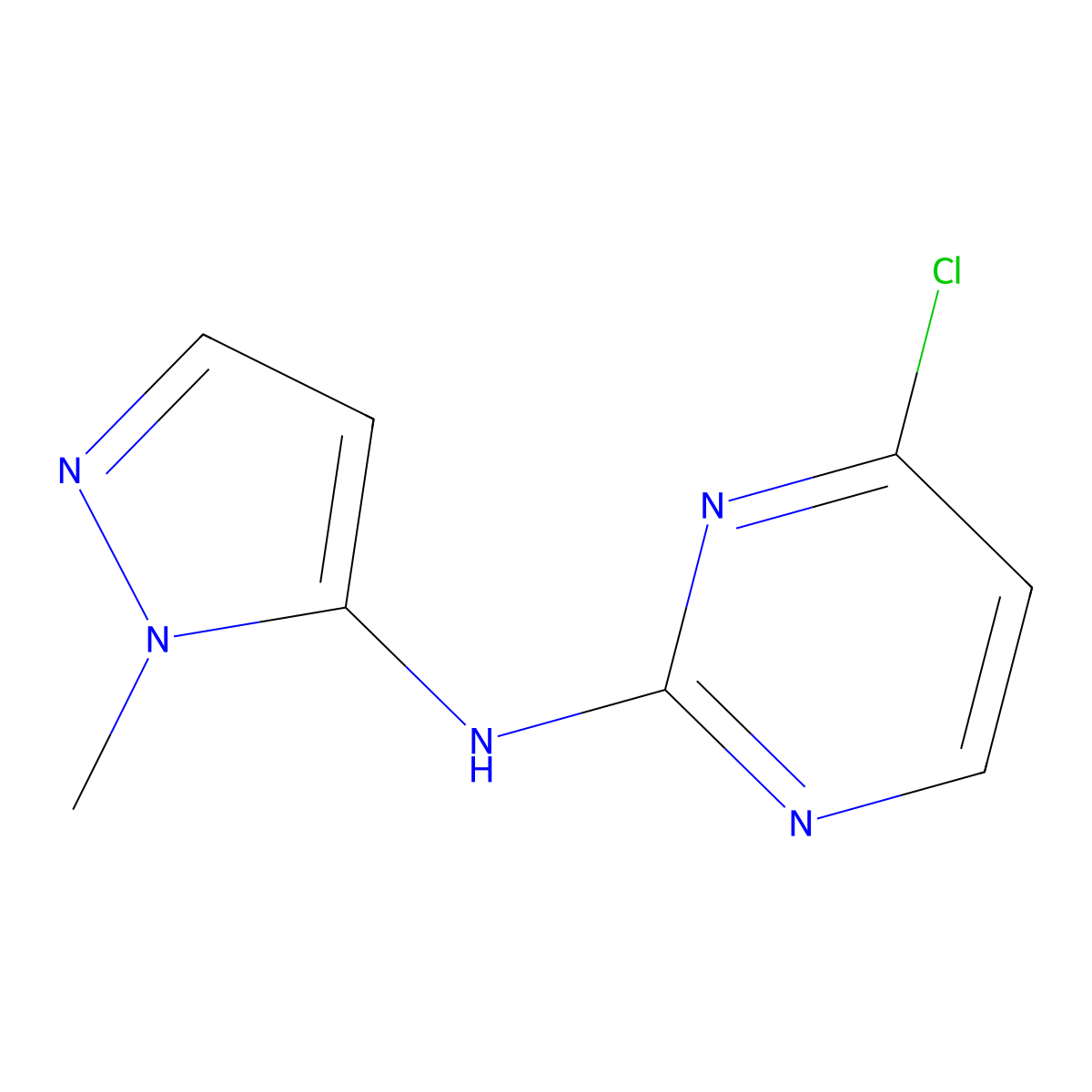 4-chloro-N-(1-methyl-1H-pyrazol-5-yl)pyrimidin-2-amine molecular structure, CAS 1673546-74-1