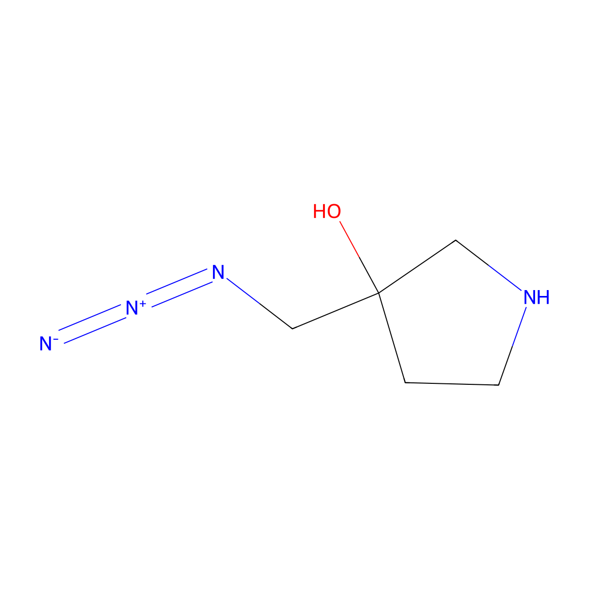 3-(Azidomethyl)pyrrolidin-3-ol molecular structure, CAS 1673553-76-8