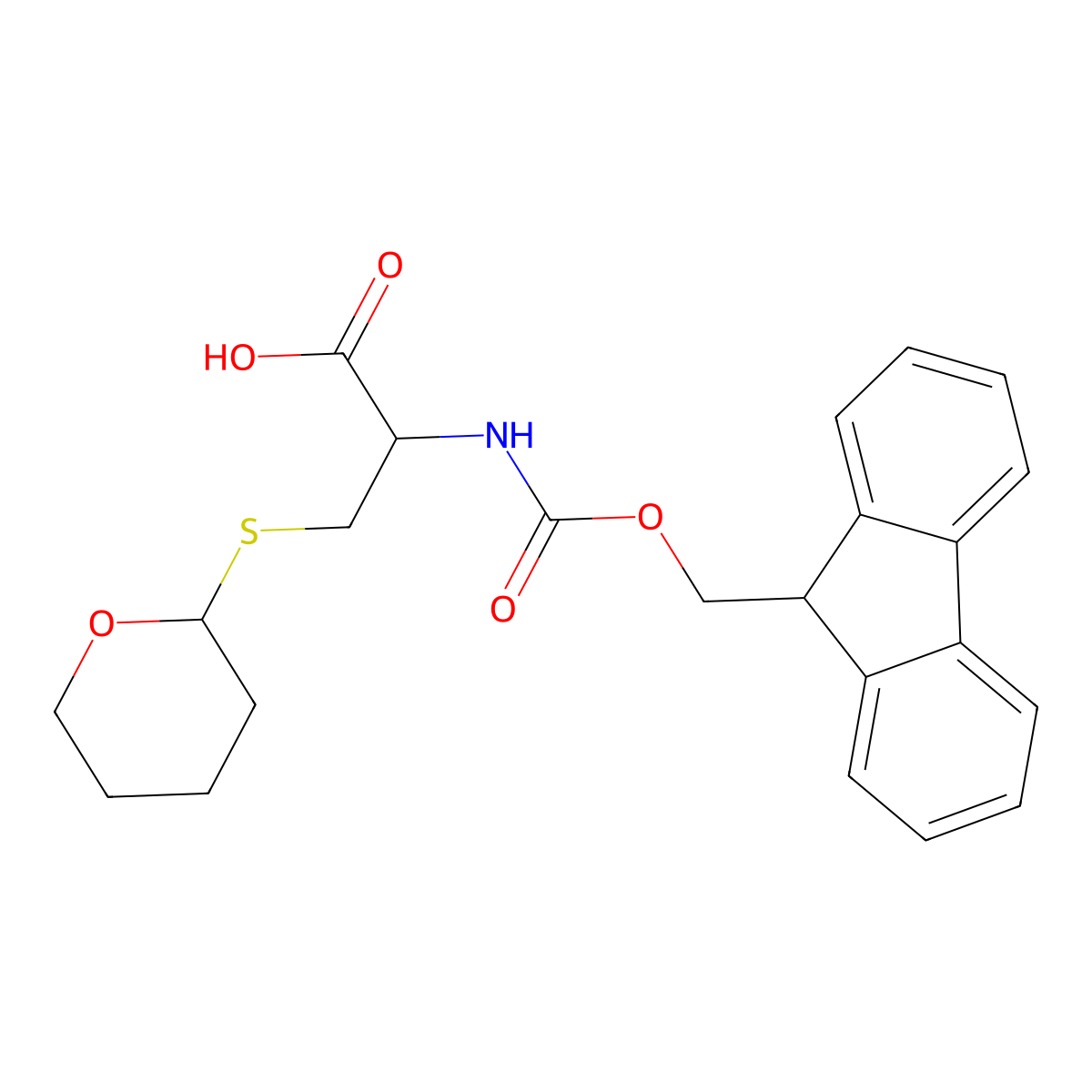 Fmoc-Cys(THP)-OH molecular structure, CAS 1673576-83-4